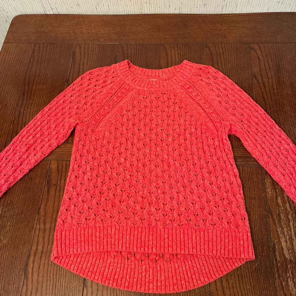 Loft Knit Sweater Women's Small Long Sleeve Crew Neck Textured Coral